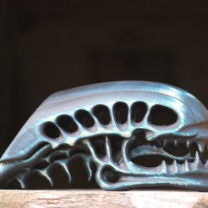 alien skull wooden iPhone stand iPad wood phone holder space decor fantastic lovers gift horror lovers gift black-blue Giger image 7