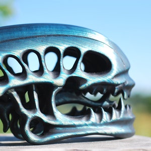 alien skull wooden iPhone stand iPad wood phone holder space decor fantastic lovers gift horror lovers gift black-blue Giger image 5