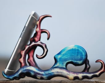 storage gift for her docking station wooden phone stand wood iphone stand iphone 14 case octopus gift idea boyfriend gift holder iphone