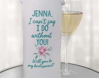 Bridesmaid Ask Wine Bottle Gift Bag Personalized, Wedding Party Gift, Maid of Honor, Will You Be My Bridesmaid Proposal, Bridal Party