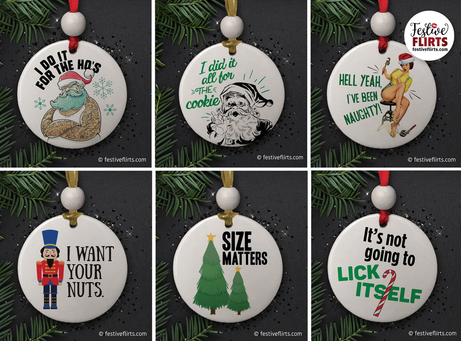 Ceramic Naughty Christmas Tree Ornaments Funny NSFW Holiday Etsy