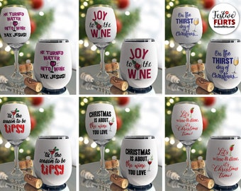 Christmas Wine Glass sleeves, Funny Alcohol Sayings, Insulated Drink Holder, Wine Gift Favors, Holiday Party, Tumbler Wine Glass Holder