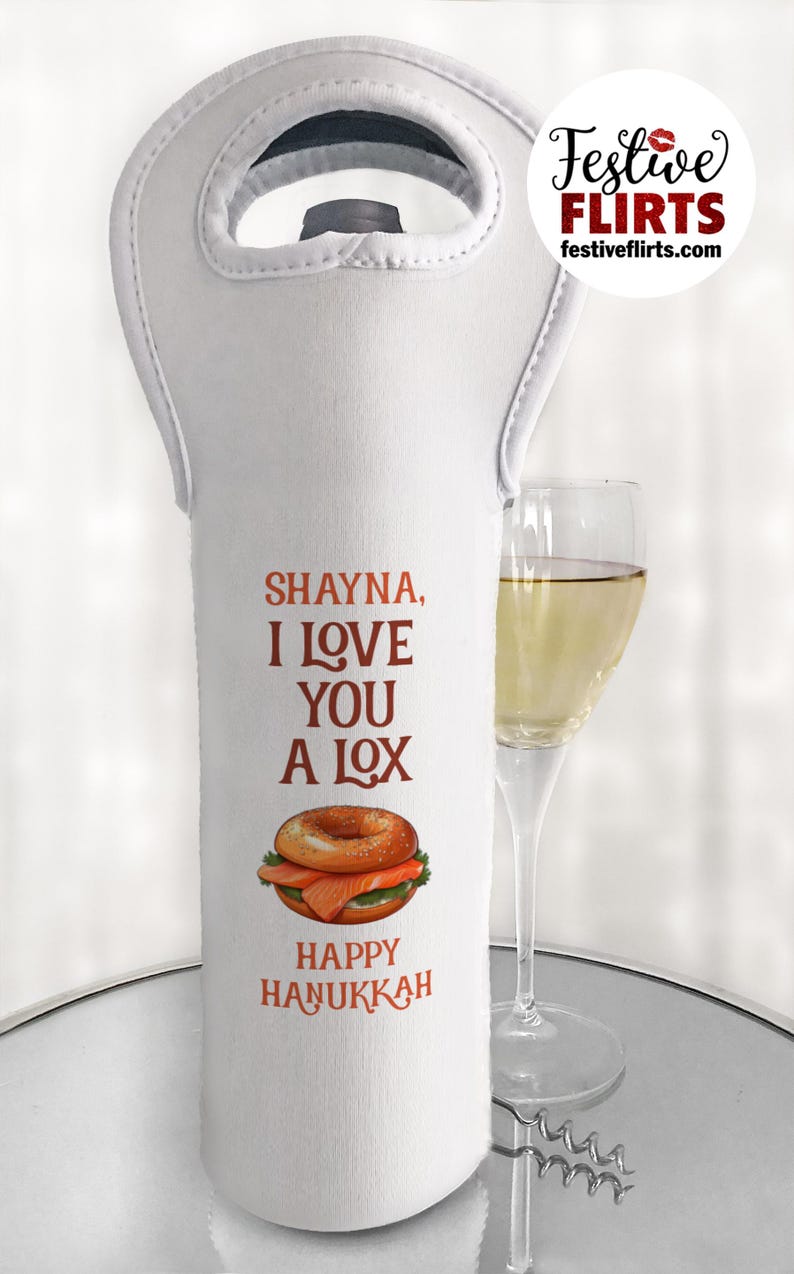 Personalized Hanukkah Bagel & Lox Ornament or Personalized Wine Bottle