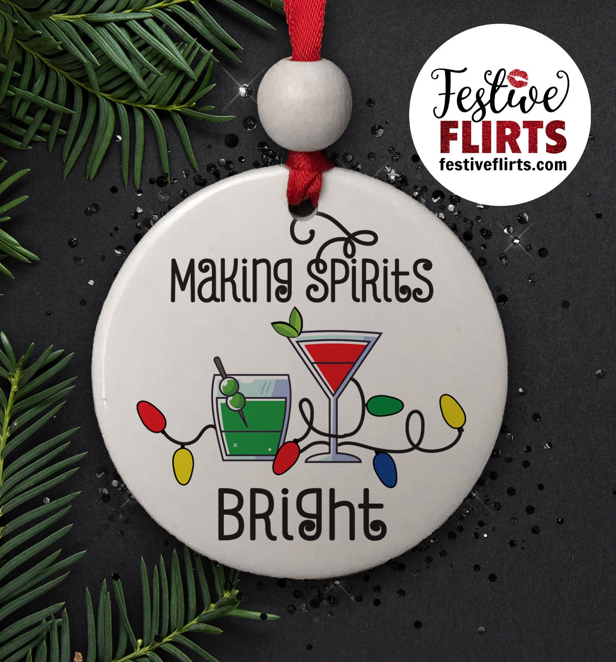 Making Spirits Bright Cocktail Christmas Ornament or Reusable  Etsy