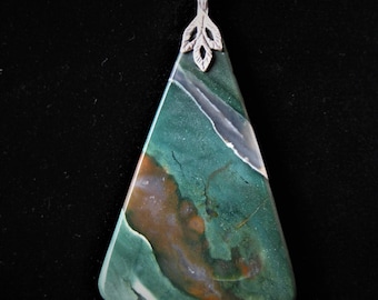 Banded Agate Freeform Cabochon Pendant with Sterling Silver Bail (Chain sold separately), No. 2051