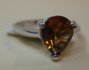 Madeira Citrine Sterling Silver Ring Size 7.75, No. 311.