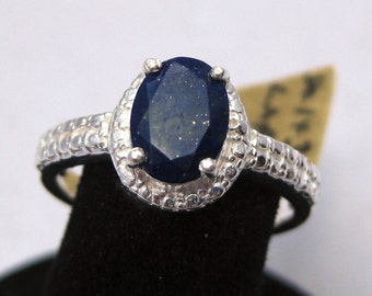 Lapis Lazuli (8x6mm) Faceted Gemstone Sterling Silver Ring Size 6.25, Item #1434