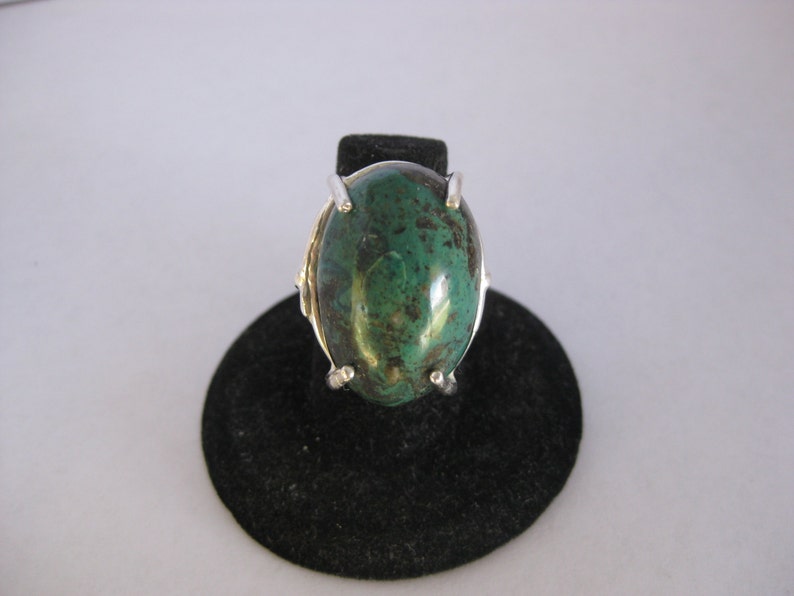 Kingman Turquoise 25.5x17.5mm Stone Cabochon Sterling Silver Ring Size 6.25, No. 1410 image 4