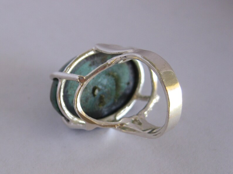 Kingman Turquoise 25.5x17.5mm Stone Cabochon Sterling Silver Ring Size 6.25, No. 1410 image 5