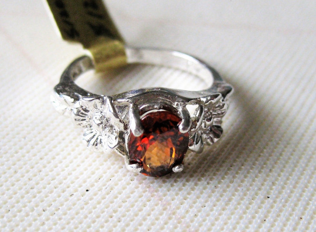 Tanzanian Sienna Zircon (8x6mm) Sterling Silver Ring Size 6, No