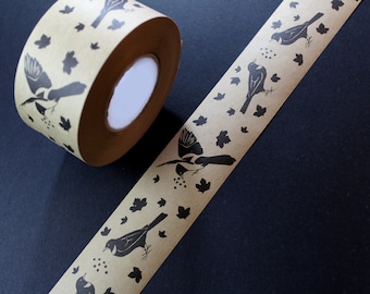 Tape with magpie design - water activated gum tape - Kraft tape