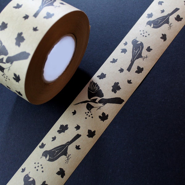 Tape mit Elster Design - Wasseraktiviertes Gum Tape - Kraft Tape