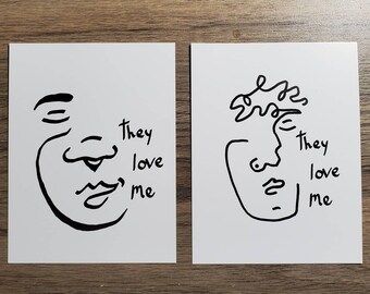 They Love Me | postcard set | prints | Trans | non binary