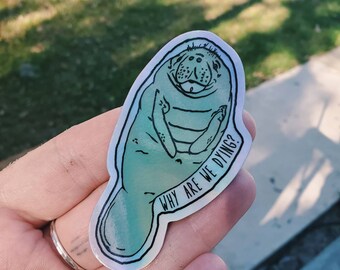 Save The Manatees (holographic) sticker | Sea cow | Eco Anarchist | Green Anarchy | Climate Justice | Climate Change
