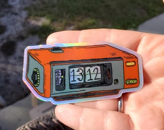 1312 Vintage Flipper Clock Sticker (holographic) | anarchist |