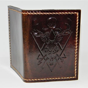 Moon Stag Skull Leather Card Holder Wallet