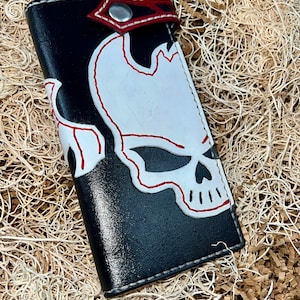 Skull n Wing Leather Long Biker Wallet