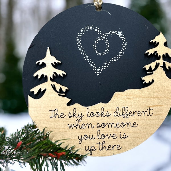 Digital file! The dark sky looks a little different when someone you love is up there Memorial ornament svg dxf files