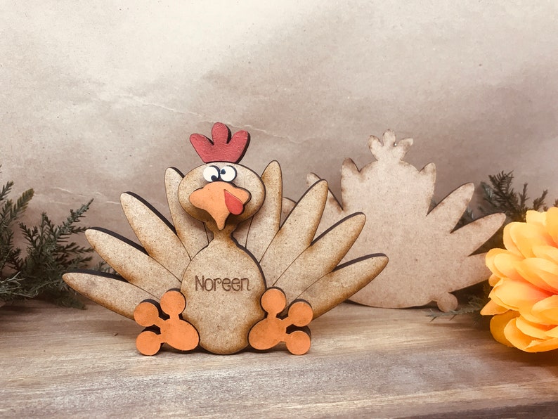 Personalizable Turkey Place Card Freestanding CUT FILE image 3