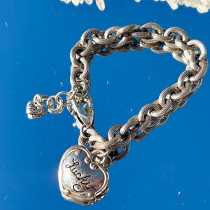 Pensionerat Brighton Las Vegas hjärtkedjearmband silverlänkarmband boho indie y2k hippie vintage silverkedja smycken berlock hänge hjärta bild 2