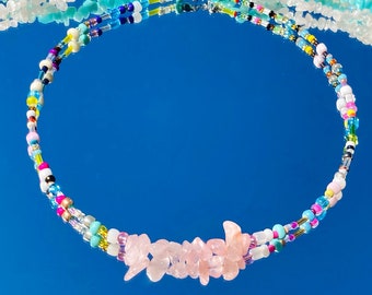 Crystal Choker Necklace/beaded choker/beaded necklace/hippie choker/boho choker/hippy necklace/boho necklace/colorful/Y2k/multicolor choker