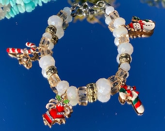 Wunderliches Weihnachts Bettelarmband, Jingle Bell Schneemann, Perlen Schmuck