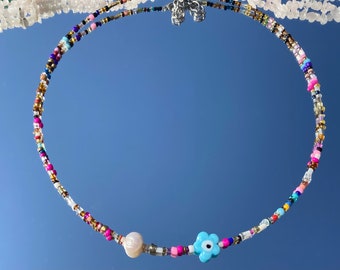 Perlenkette/Evil Eye Choker/Evil Eye Halskette/Perlen Choker/Perlenkette/Hippie Choker/Boho Choker/Hippy Kette/Boho/bunt