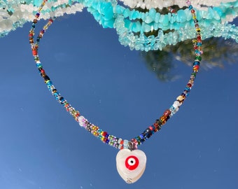Evil Eye Choker/Evil Eye Halskette/Glasperlen Choker/Hippie Choker/Boho Choker/Hippie Kette/Boho Kette/Perle/bunt