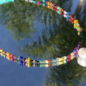 Freshwater Pearl beaded choker necklace pearl pendant necklace rainbow pearl choker multicolor mixed beaded hippie boho charm necklace y2k