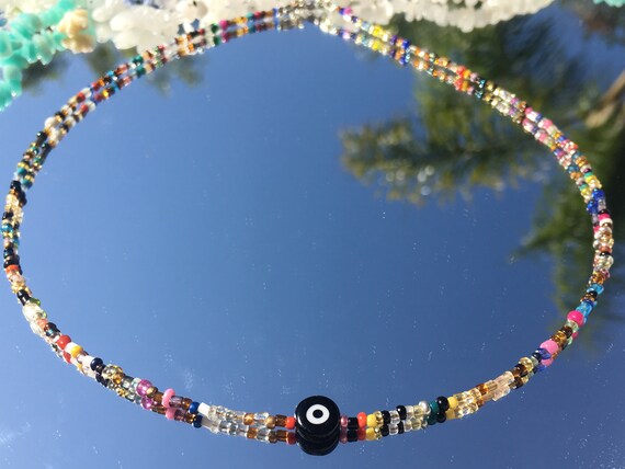 Evil Eye Choker Handmade Evil eye beaded necklace Handmade protective red evil eye beaded choker necklace