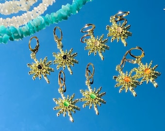 Gouden zon oorbellen hippie oorbellen hippie boho Boho oorbellen knuffel oorbellen zon knuffels Indie oorbellen aardse y2k gouden zon sieraden edelstenen