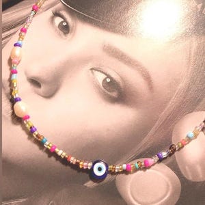 Evil eye necklace/evil eye choker/beaded choker/beaded necklace/hippie choker/boho choker/hippy necklace/boho necklace/colorful/protection