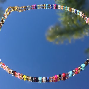 Colorful beaded choker,Dainty beaded choker/Colorful choker/Candy colored choker/Beach choker/Rainbow choker/Beach necklace/Beaded,Indie