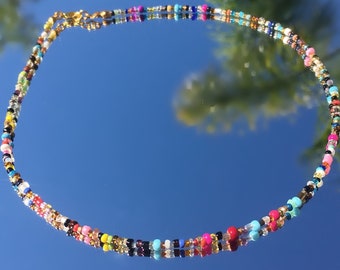 Colorful beaded choker,Dainty beaded choker/Colorful choker/Candy colored choker/Beach choker/Rainbow choker/Beach necklace/Beaded,Indie