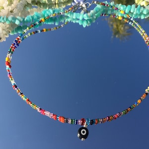 Gargantilla de mal de ojo/collar de mal de ojo/gargantilla de cuentas/collar de cuentas/gargantilla hippie/gargantilla boho/collar hippie/collar boho/colorido/Y2k/curación