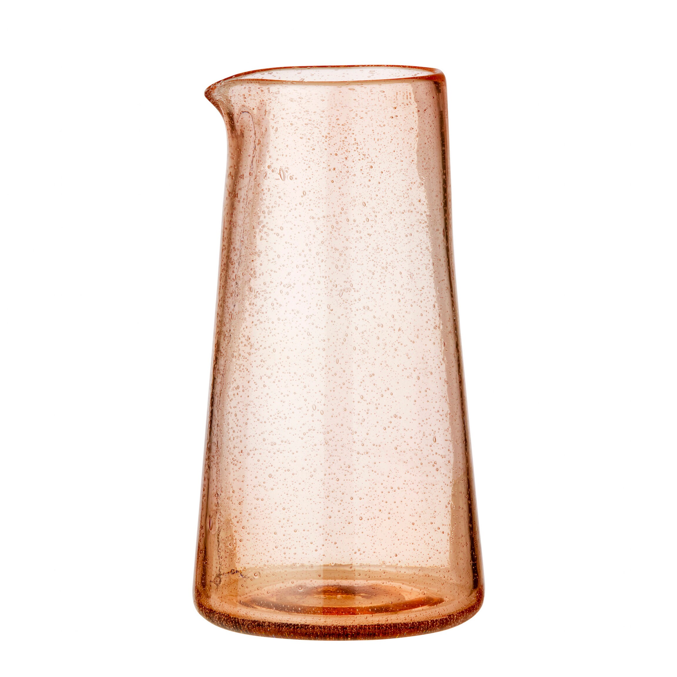Melon-Coloured Glass Jug Vase 20cm/Vase Pichet en Verre Soufflé Couleur Melon 20cm