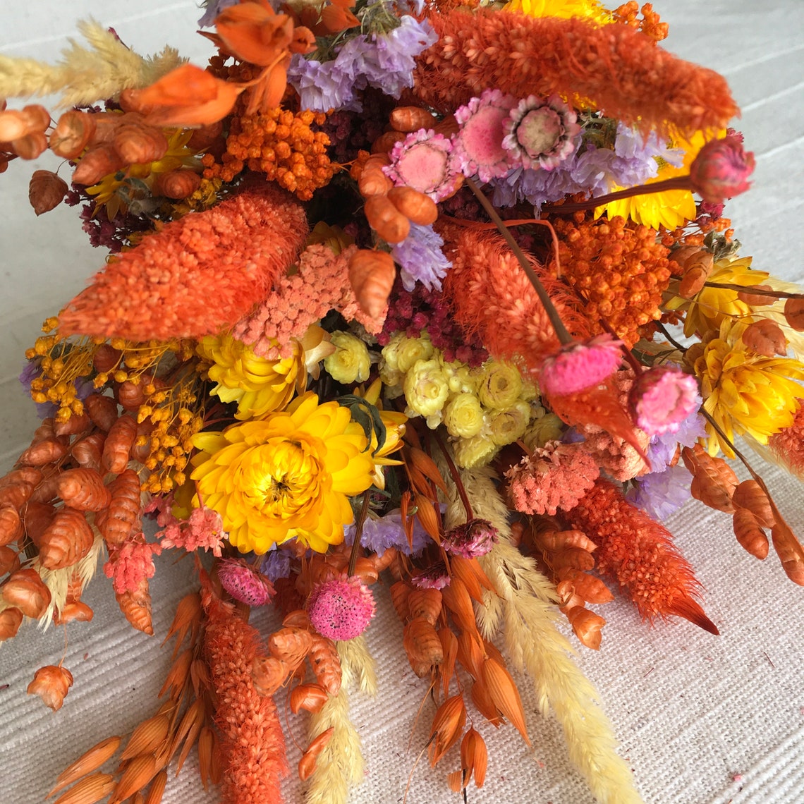 Orange Bouquet of Dried Flowers/Orange Dried Flower Bouquet Etsy
