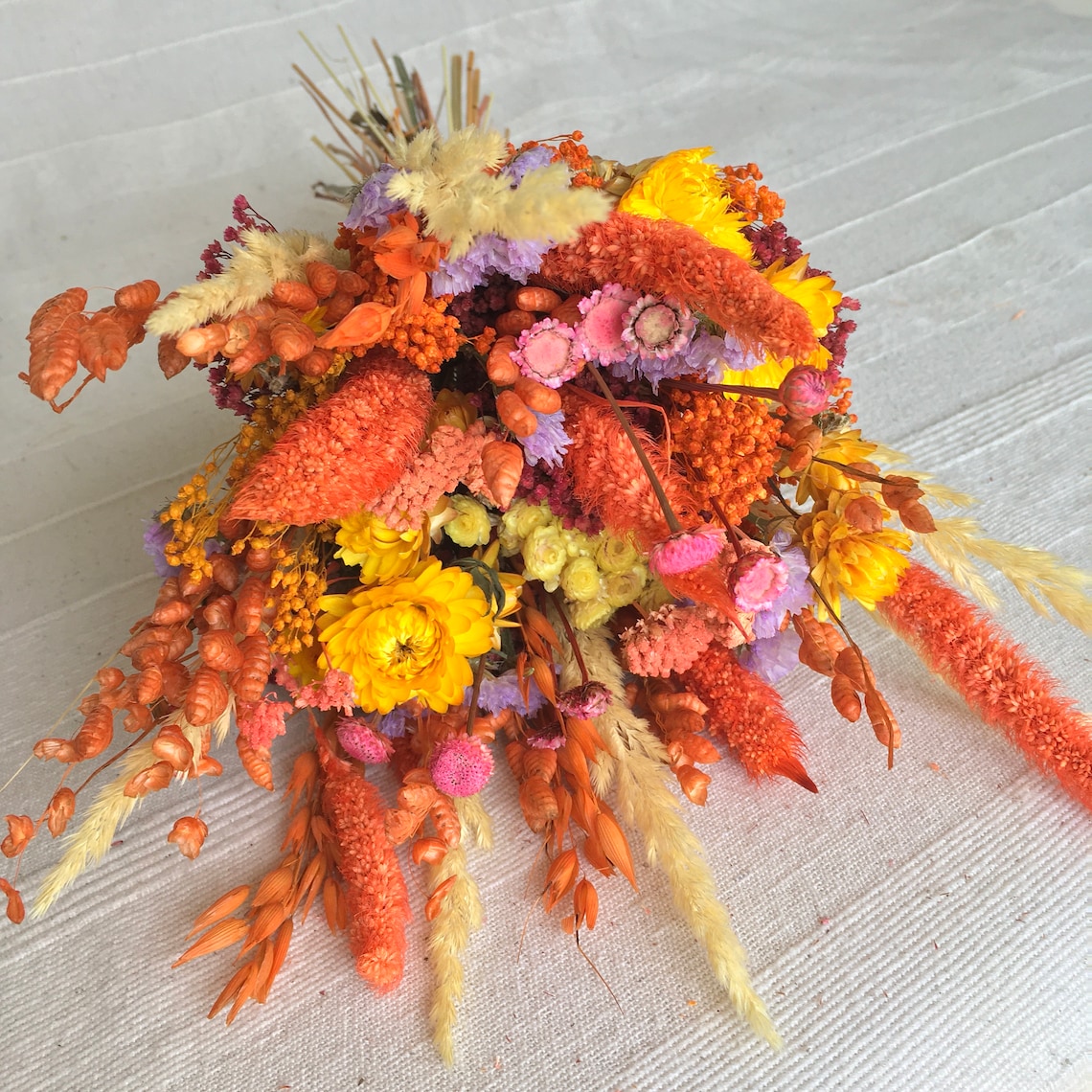 Orange Bouquet of Dried Flowers/Orange Dried Flower Bouquet Etsy