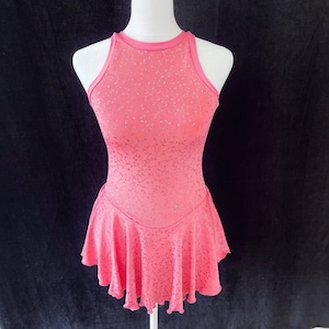 Pink Rose Sparkle Abito da pattinaggio su ghiaccio per la competizione e abito di prova