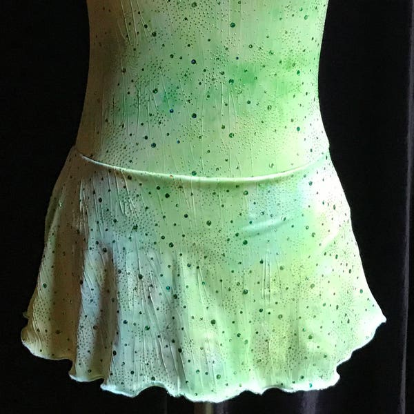 Light Green Ice Figure Skating Competition Dress Girls SMALL, MEDIUM, LARGE and Adult Sm 4 - 6