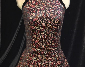 RED GOLD and BLACK Competition Ice Figure Skating Dress Girls and Adult sizes