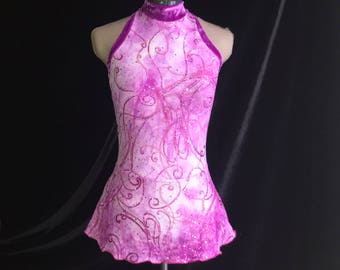 Purple Sparkle Tye Dye Competition Test Ice Figure Skating Dress Girls SMALL, MEDIUM, LARGE and Adult Small