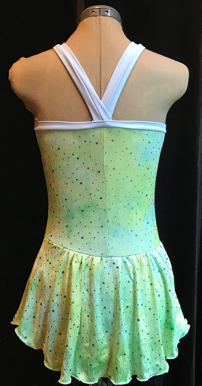 Light Green Ice Figure Skating Competition Dress Girls SMALL Etsy
