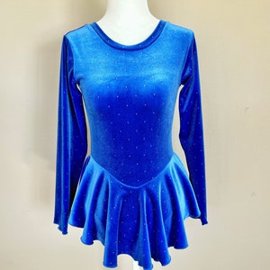 Royal Blue with Gold Metallic Dots Figure Ice-Skating Dress Test or Competition Dress