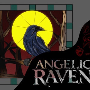 Elegant Raven Stained Glass Patten - Gothic Home Decor - DIY Glass Art