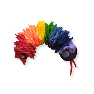 Large Rainbow Snuffle Snake • fleece treat dispensing toy • interactive feeder • new puppy gift