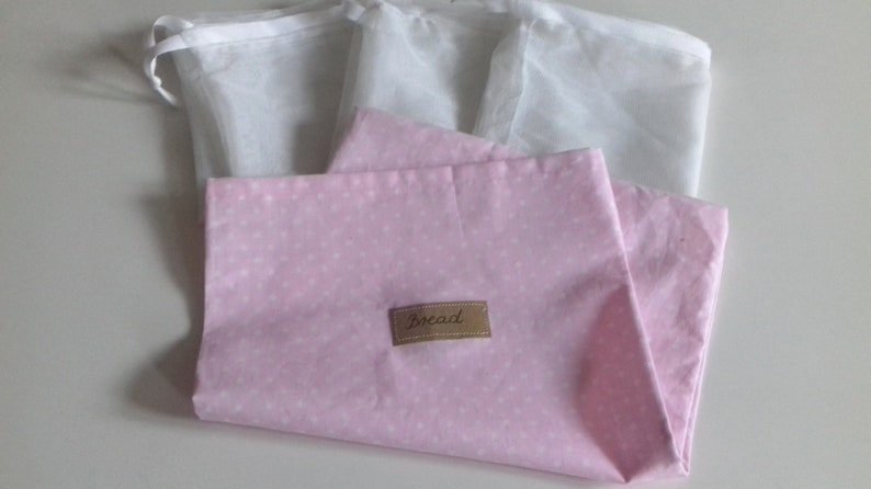 Reusable drawstring produce bags BREAD bag