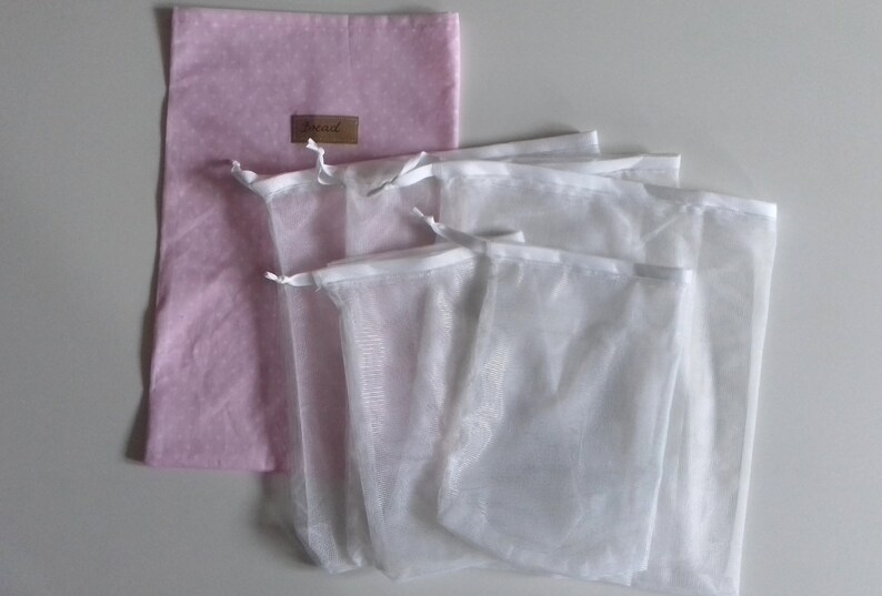 Reusable drawstring produce bags BREAD bag