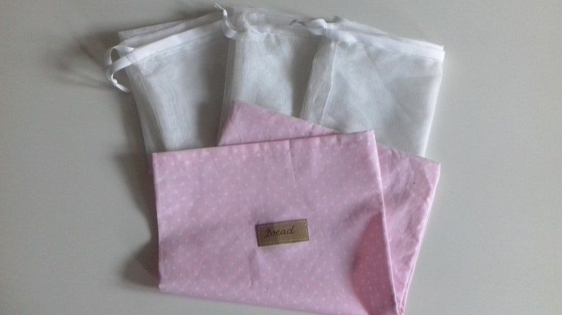 Reusable drawstring produce bags BREAD bag