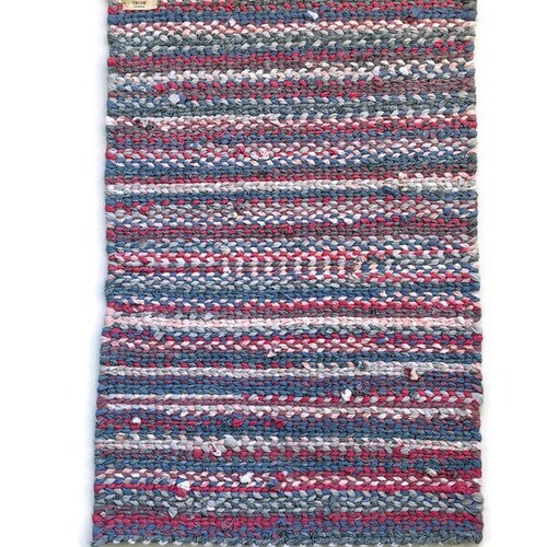 Twined Rag Rug - Dusty shops Blue and Pink